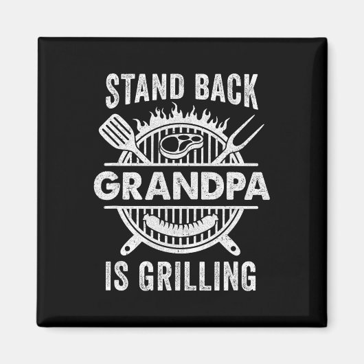 Stand CK Opa is het grillen van grappige BBQ Vader Magneet (Voorkant)
