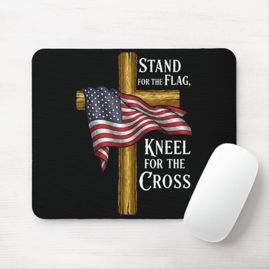 Stand For Flag Kneel For Cross Patriotic Christian Muismat (Met muis)
