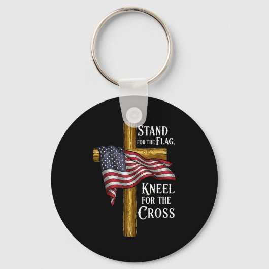 Stand For Flag Kneel For Cross Patriotic Christian Sleutelhanger (Voorkant)