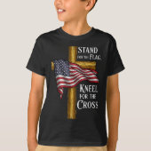 Stand For Flag Kneel For Cross Patriotic Christian T-shirt (Voorkant)