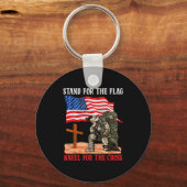 Stand For The Flag Kneel For The Cross Patriotic C Sleutelhanger (Voorkant)