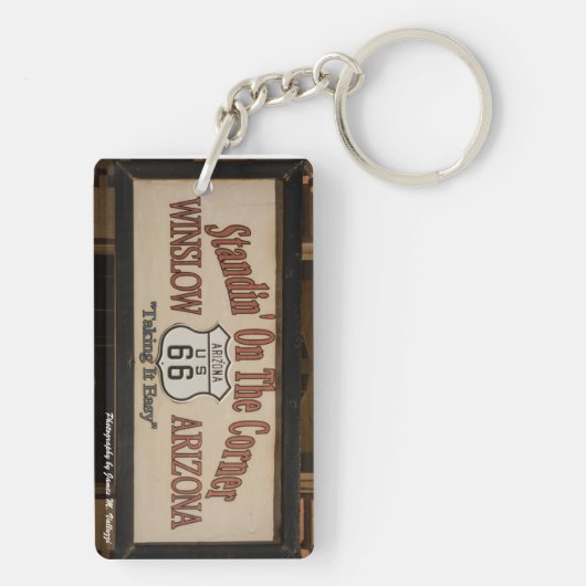 Stand-in op de hoek in Winslow, AZ. Sleutelhanger (achterkant)
