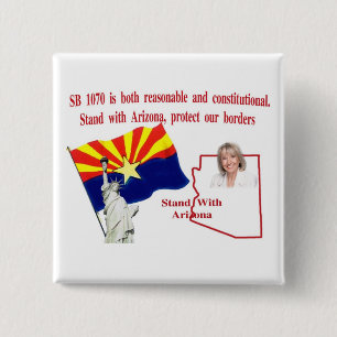 Stand met Arizona - Ondersteun SB 1070 Vierkante Button 5,1 Cm