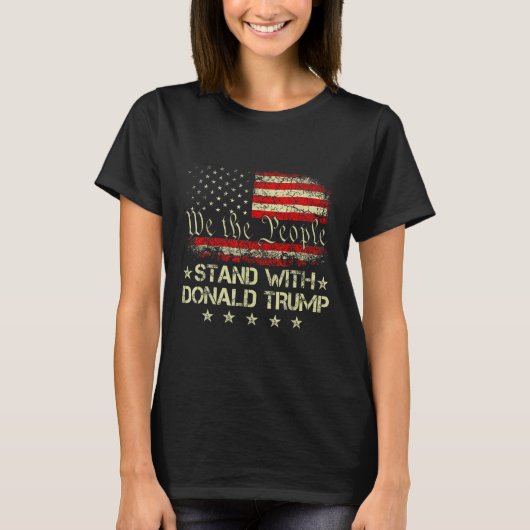 Stand met Donald Trump 2024 ondersteuning Take Ame T-shirt (Voorkant)