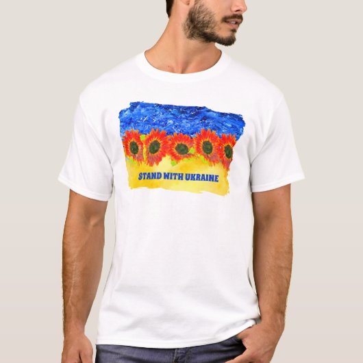 Stand met het Oekraïense zonnebloemsymbool T-Shirt (Voorkant)