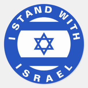 Stand met Israel blauw wit aangepaste tekst en vla Ronde Sticker