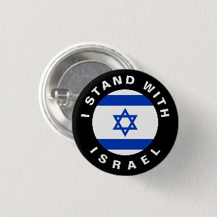 Stand met Israel blauw wit zwart aangepaste tekst Ronde Button 3,2 Cm