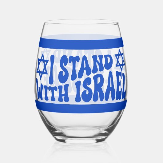 Stand met Israel Retro Groovy tekst Wijnglas Zonder Voet (Achterkant)
