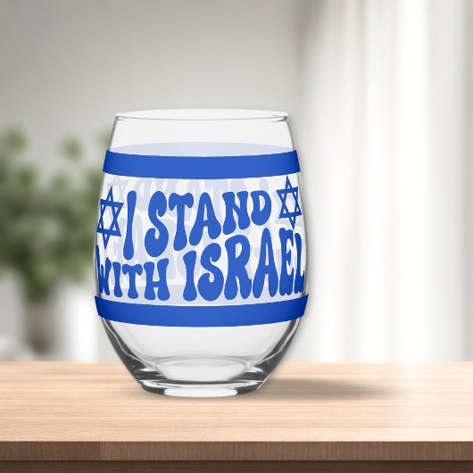 Stand met Israel Retro Groovy tekst Wijnglas Zonder Voet
