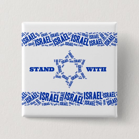 Stand met Israel Star of David Flag Vierkante Button 5,1 Cm (Voorkant)