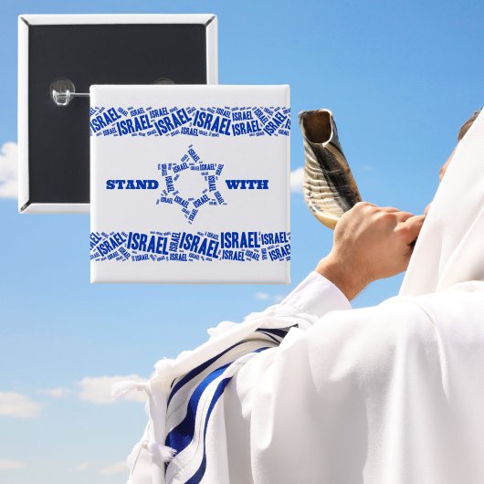 Stand met Israel Star of David Flag Vierkante Button 5,1 Cm