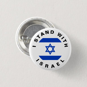 Stand met Israël witte blauwe vlag en aangepaste t Ronde Button 3,2 Cm