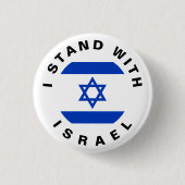 Stand met Israël witte blauwe vlag en aangepaste t Ronde Button 3,2 Cm (Voorkant)