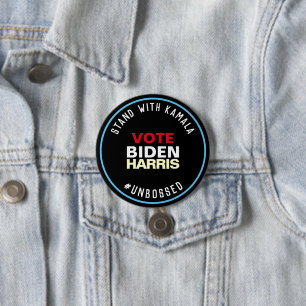 Stand met Kamala, niet in reliëf, BIDEN HARRIS 20 Ronde Button 7,6 Cm