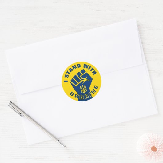 STAND MET OEKRAÏENSE PROTESTEN RONDE STICKER (Envelop)