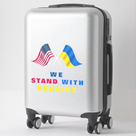 Stand met Oekraïense Sticker VS en Oekraïense vlag (Koffer)