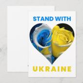 Stand met Oekraïne, Oekraïense Hart Vlag, Oekraïen Feestdagenkaart (Voorkant / Achterkant)