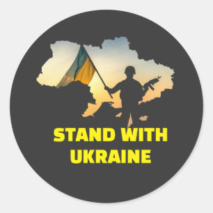 Stand met Oekraïne op de kaart Ronde Sticker