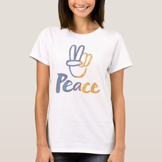 Stand met Oekraïne - PEACE-symbool tegen Sign Free T-shirt (Voorkant)