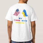 Stand met Oekraïne T-shirt VS vlag Oekraïense vlag (Achterkant)