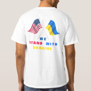 Stand met Oekraïne T-shirt VS vlag Oekraïense vlag
