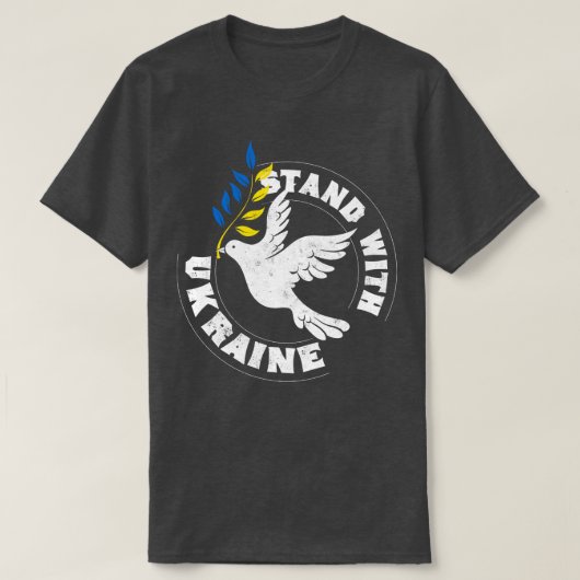 Stand met Oekraïne vredesduif T-shirt (Design voorkant)