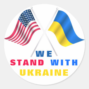 Stand met Oekraïne VS en Oekraïne Vlaggen Stickers