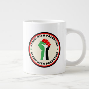 Stand met Palestina - Fist - Vlag Kleuren Grote Koffiekop