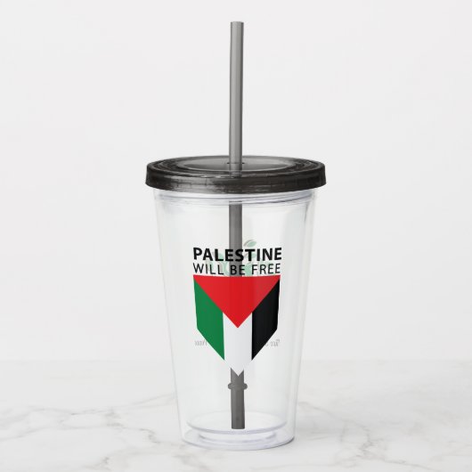 Stand met Palestina, vlag en olijfboom Acryl Drinkbeker (Voorkant)
