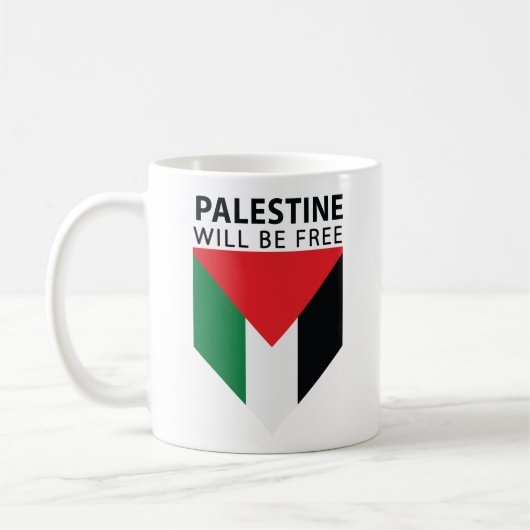 Stand met Palestina, vlag en olijfboom Koffiemok (Links)