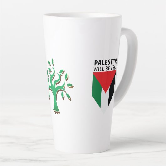 Stand met Palestina, vlag en olijfboom Latte Mok (Rechterhoek)