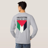 Stand met Palestina, vlag en olijfboom T-shirt (Achterkant volledig)