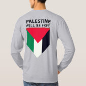 Stand met Palestina, vlag en olijfboom T-shirt (Achterkant)