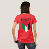 Stand met Palestina, vlag en olijfboom T-shirt (Achterkant volledig)