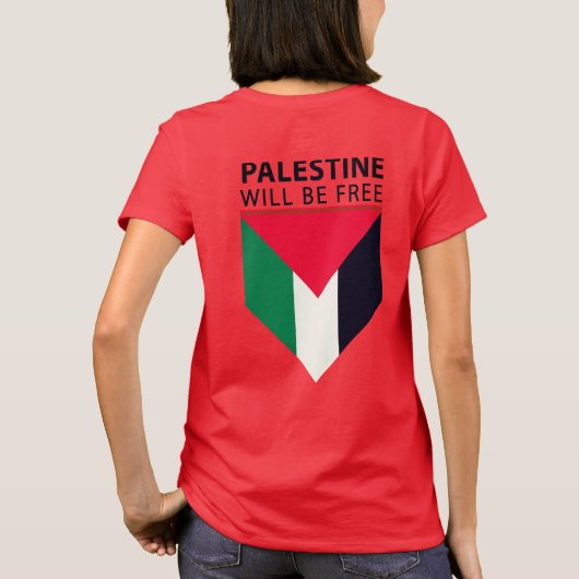 Stand met Palestina, vlag en olijfboom T-shirt (Achterkant)