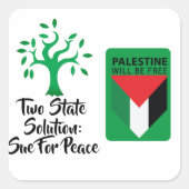 Stand met Palestina, vlag en olijfboom Vierkante Sticker (Voorkant)
