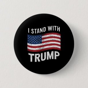 Stand met Trump Amerikaanse vlag Mannen Vrouw USA  Ronde Button 5,7 Cm