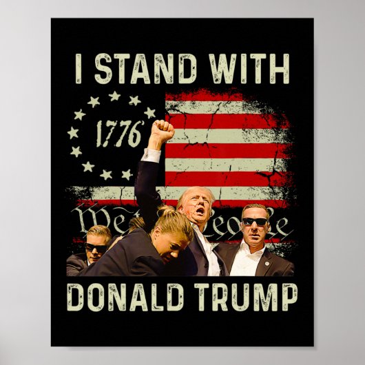 Stand met Trump Grappige Trump 2024 Poster (Voorkant)