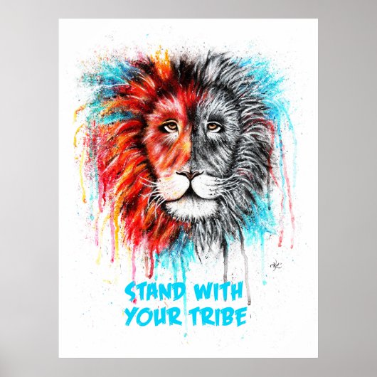 Stand met uw Poster met leeuw voor de stam (Voorkant)