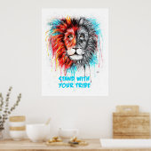 Stand met uw Poster met leeuw voor de stam (Keuken)