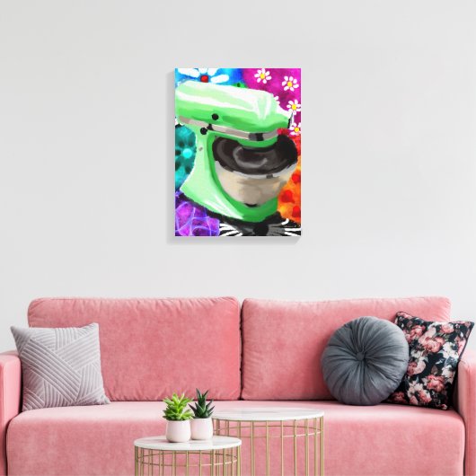 Stand Mixer Funky Abstracte Kunst Groen Roze Canvas Afdruk (Insitu (Woonkamer))