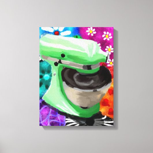 Stand Mixer Funky Abstracte Kunst Groen Roze Canvas Afdruk (Voorkant)