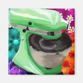 Stand Mixer Funky Abstracte Kunst Groen Roze Magneet (Voorkant)