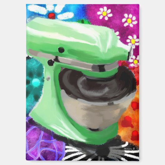 Stand Mixer Funky Abstracte Kunst Groen Roze Magneet (Voorkant)