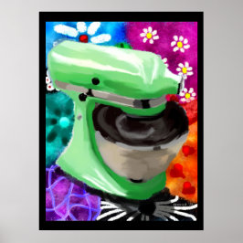 Stand Mixer Funky Abstracte Kunst Groen Roze Poster