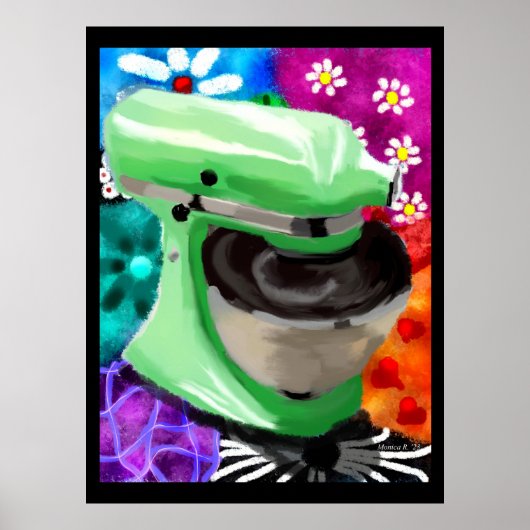 Stand Mixer Funky Abstracte Kunst Groen Roze Poster (Voorkant)