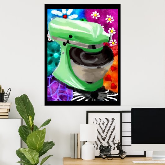 Stand Mixer Funky Abstracte Kunst Groen Roze Poster (Thuiskantoor)