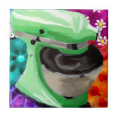 Stand Mixer Funky Abstracte Kunst Groen Roze Tegeltje (Voorkant)