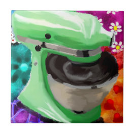 Stand Mixer Funky Abstracte Kunst Groen Roze Tegeltje