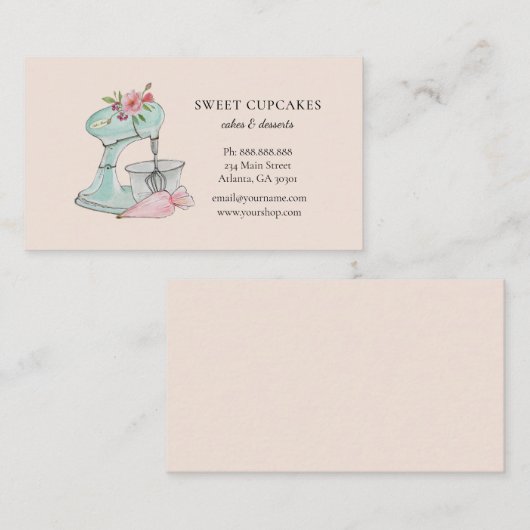  Stand mixer roze bakkerij Visitekaartje (Voorkant / Achterkant)